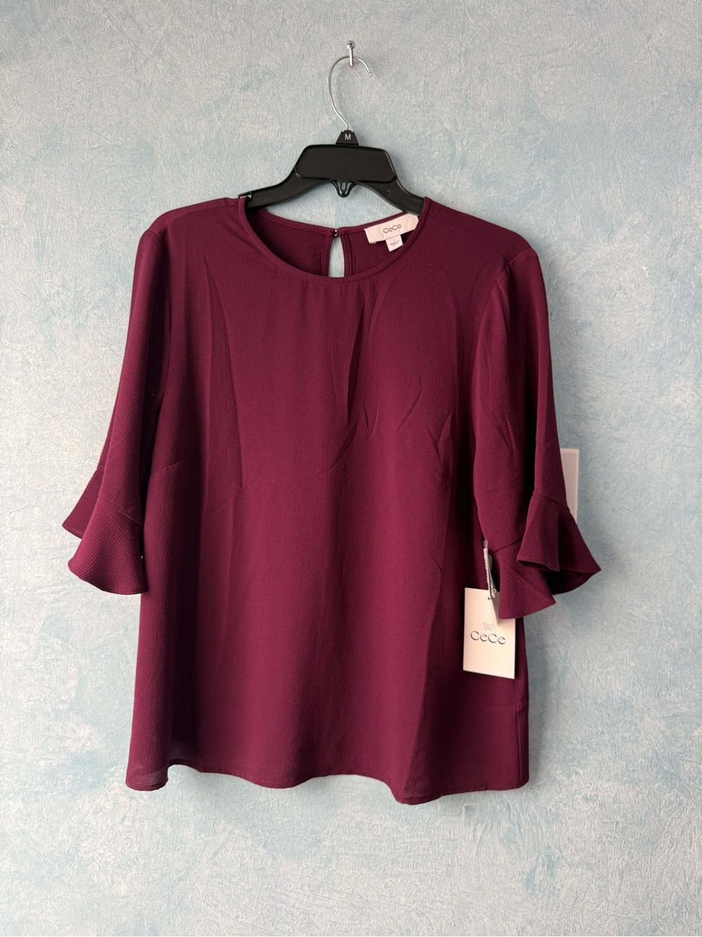 CeCe Pickled Beet Ruffle Sleeve Blouse